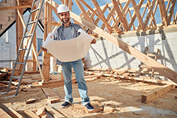New home builder Ocean County in the foundation of a home holding plans